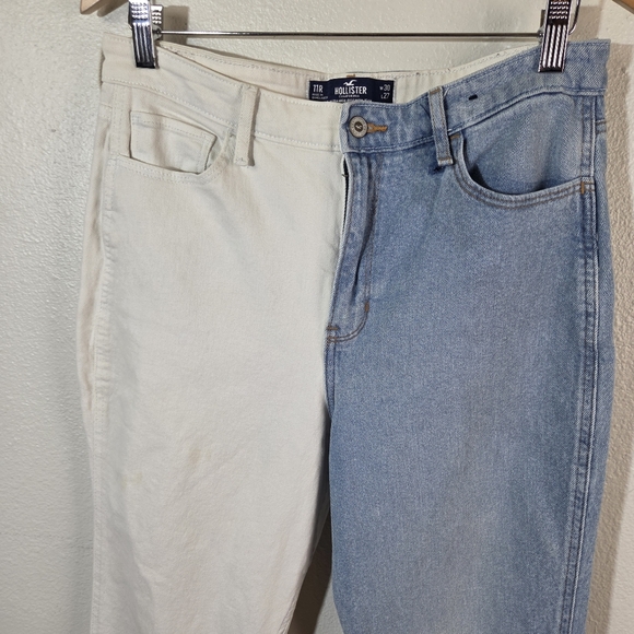 Hollister Ultra High Rise Mom Jeans Women’s 11R W30 Colorblock Blue White Denim - Picture 10 of 14